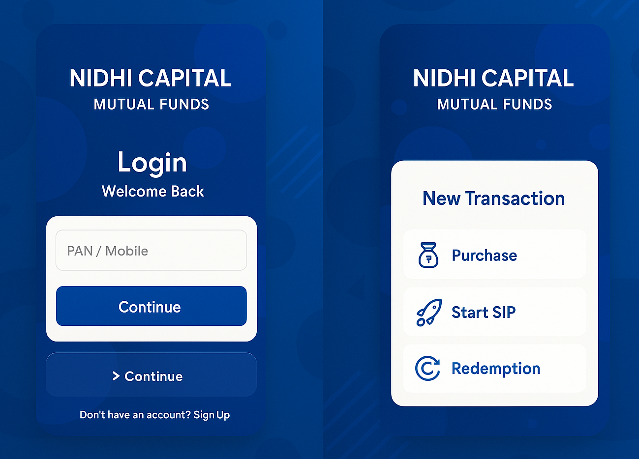 Nidhi Capital Mutual Fund SIP SWP App Interface Thane Mumbai